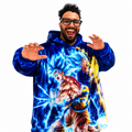 Blue Saiyan Inspired Oversized Blanket Hoodie | Ultra Soft Wearable Fleece Hoodie Blanket
