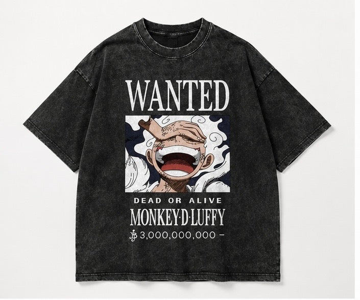 Gear 5 Wanted Poster Acid Wash Oversized Tee