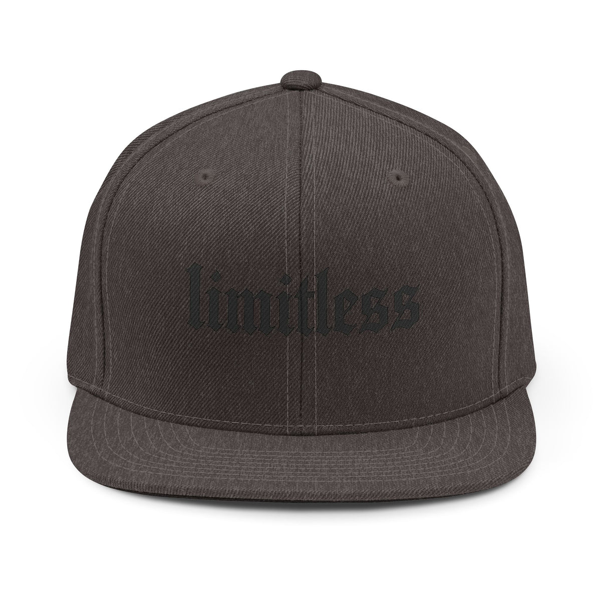 Limitless Snapback Hat — Gothic Script Embroidered Trucker Cap