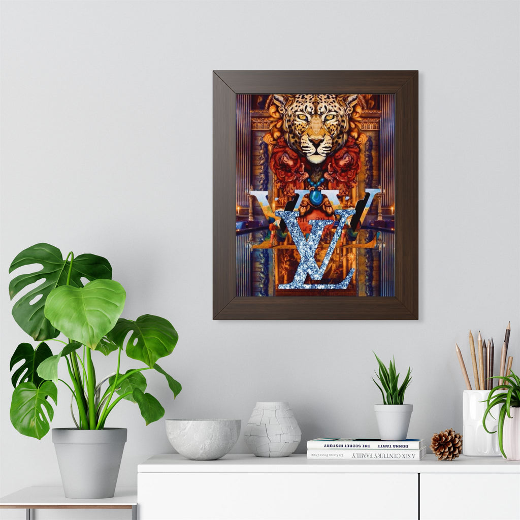 Framed Poster — Luxury Leopard & Crystal Monogram Wall Art