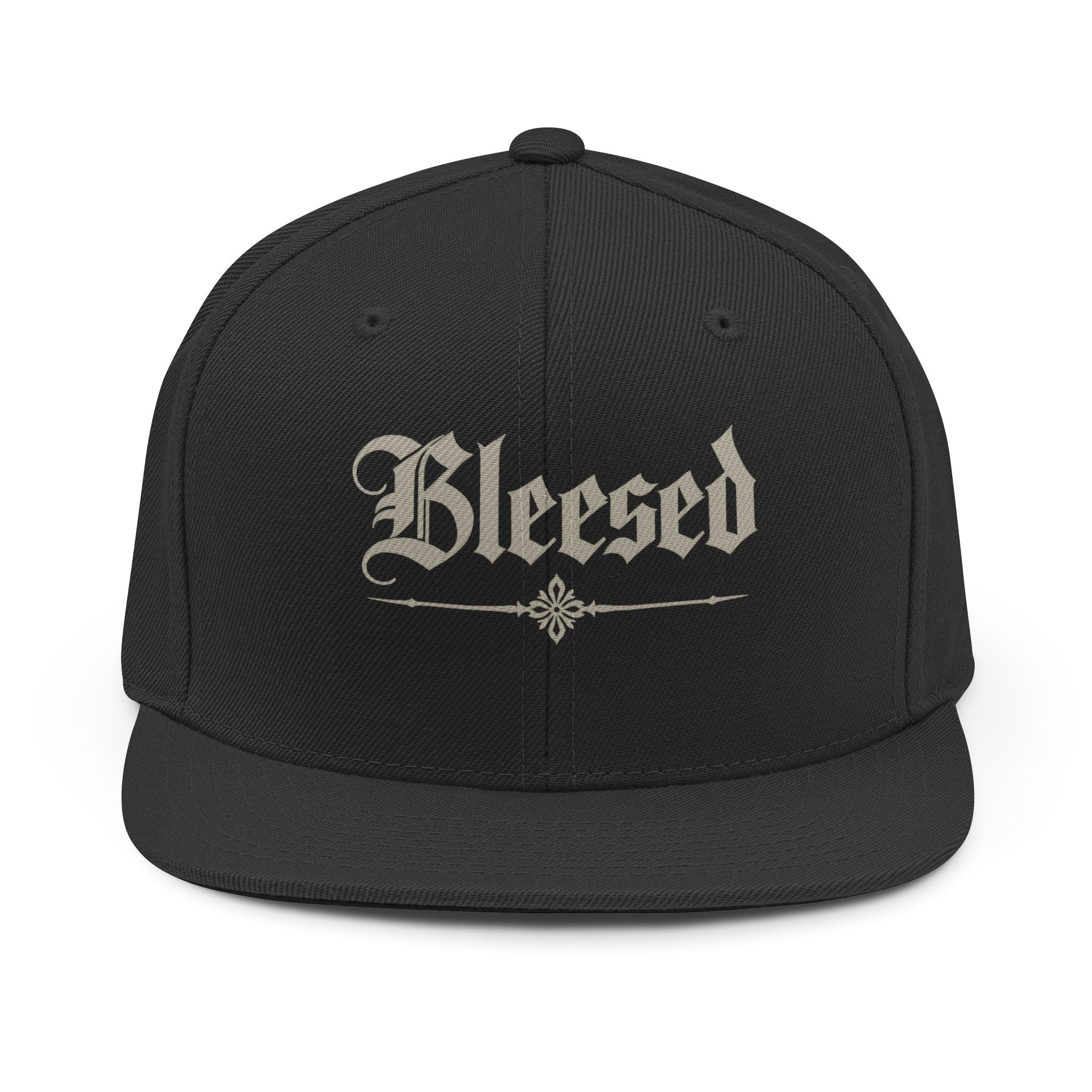 Bleesed Snapback Hat — Vintage Gothic Script "Bleesed" Flat Brim Cap