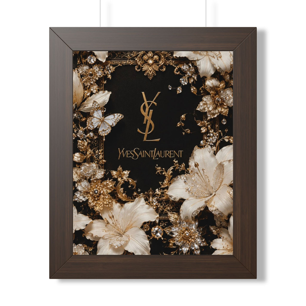 YSL Gold Floral Framed Poster