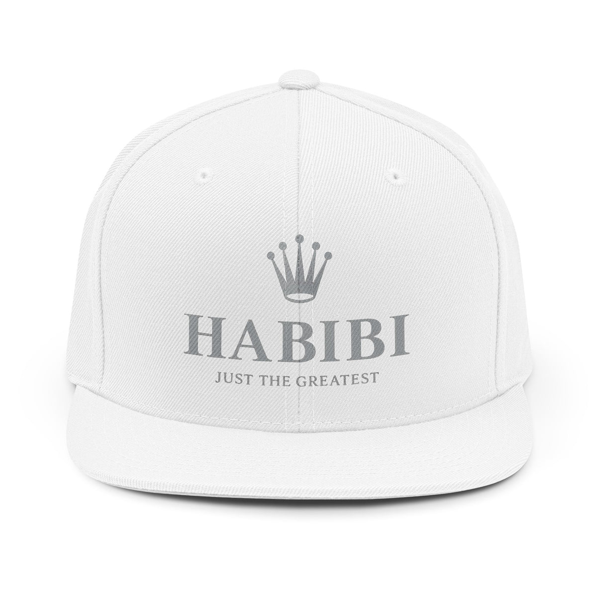 Habibi Crown Snapback Hat — "Habibi Just the Greatest" Embroidered Cap