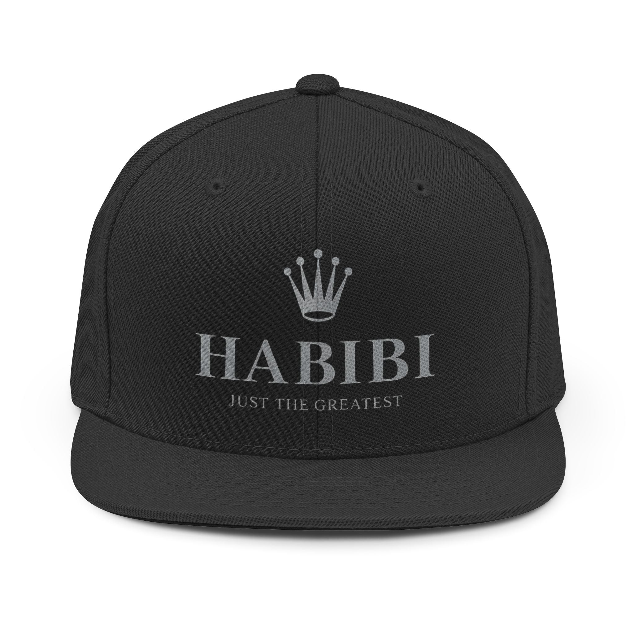 Habibi Crown Snapback Hat — "Habibi Just the Greatest" Embroidered Cap