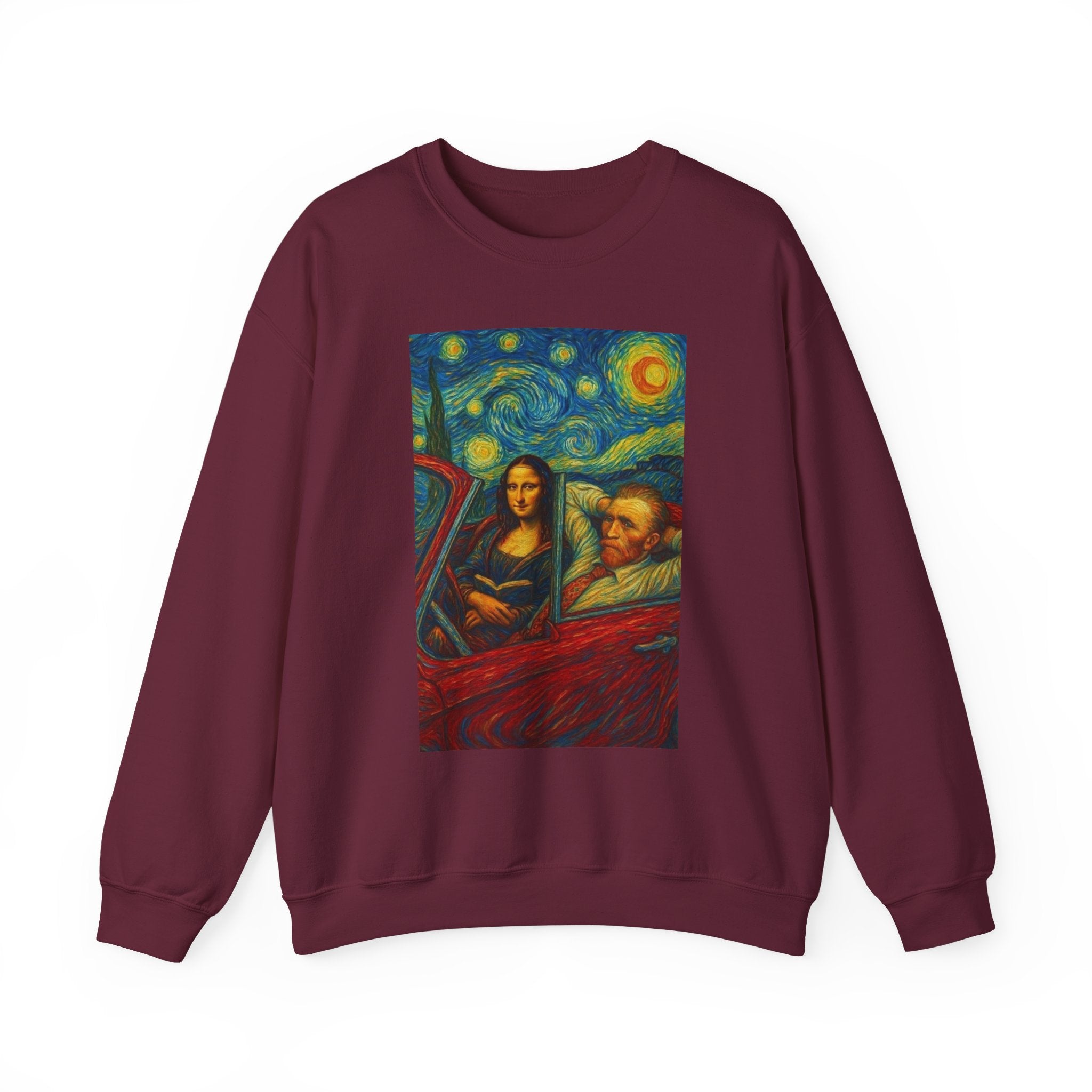 Mona Lisa and Van Gogh Starry Night sweatshirt | Art Mashup Crewneck