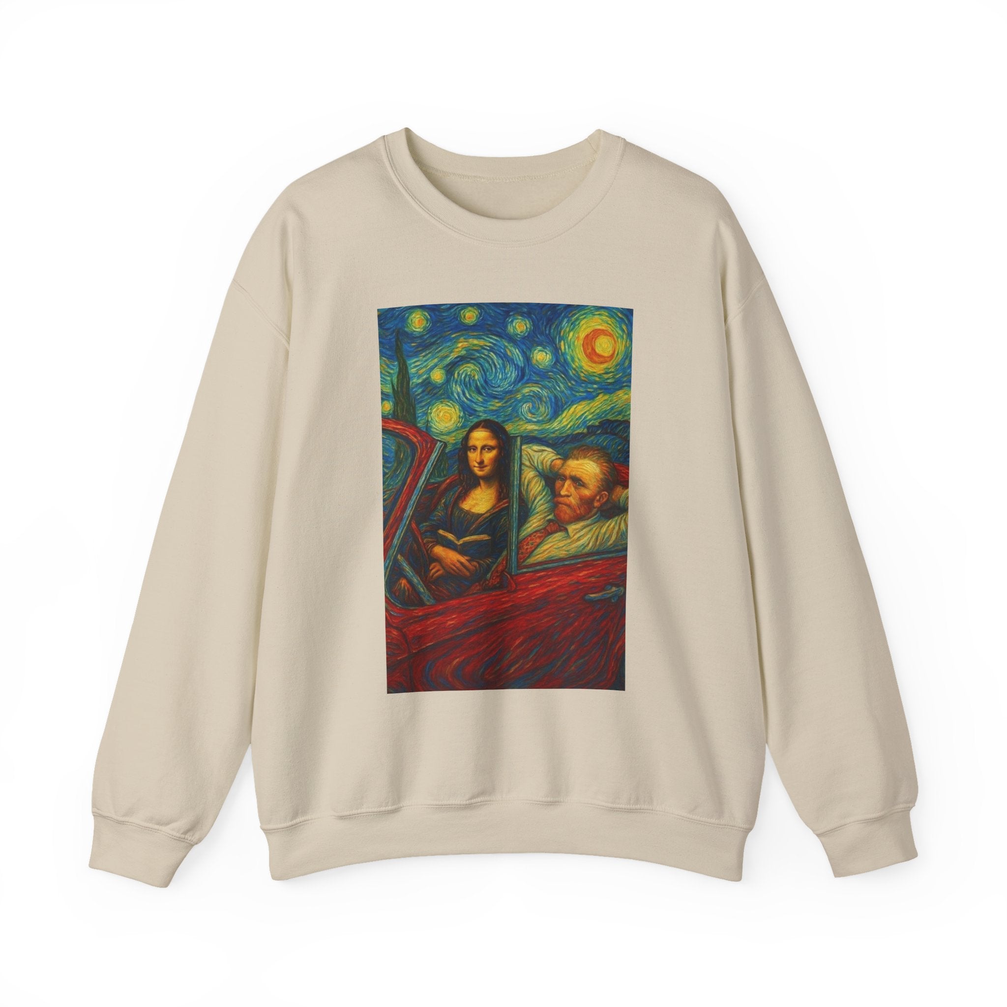 Mona Lisa and Van Gogh Starry Night sweatshirt | Art Mashup Crewneck
