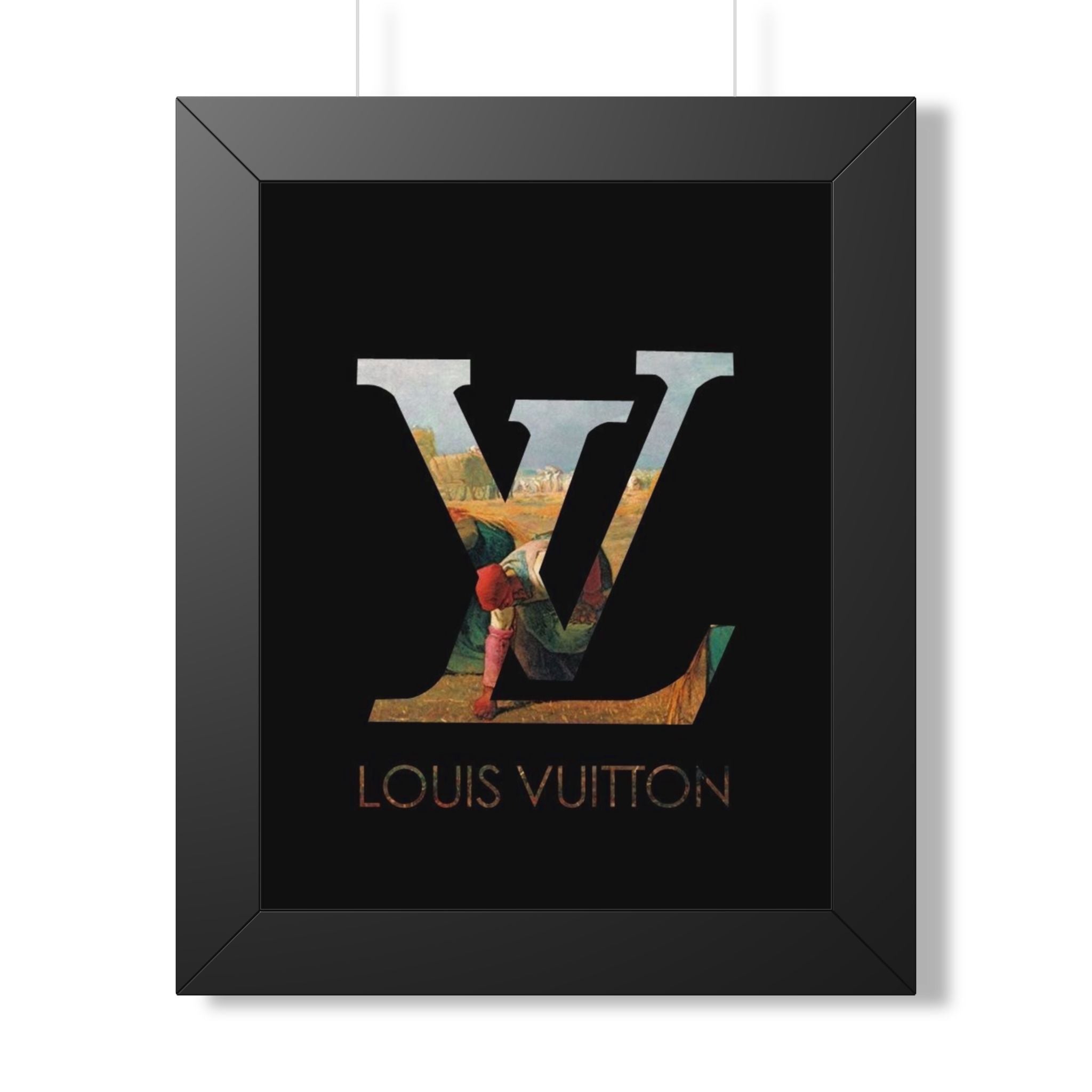 Framed Poster — Louis Vuitton LV Logo Art Print (Vertical, Luxury Fashion Wall Decor)