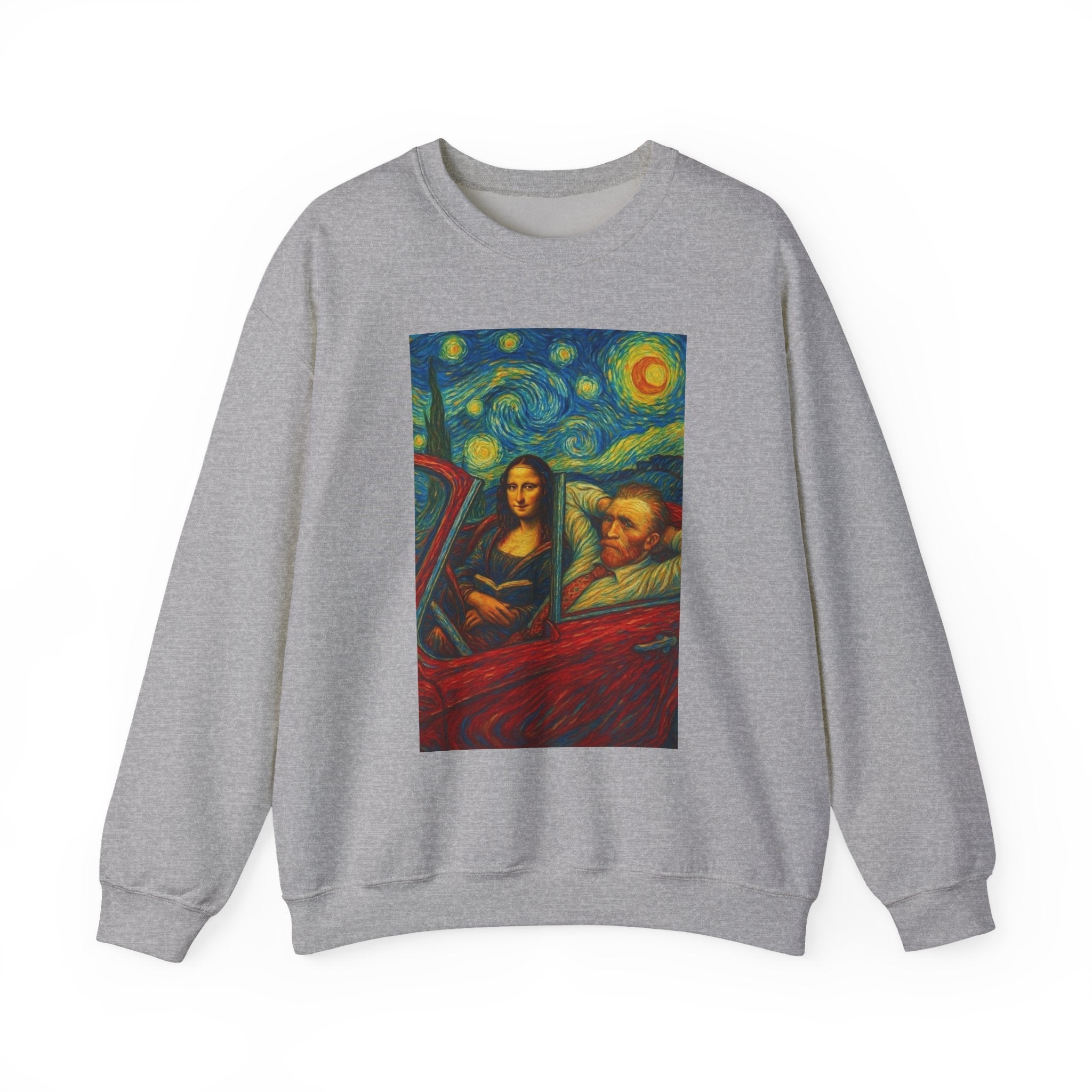 Mona Lisa and Van Gogh Starry Night sweatshirt | Art Mashup Crewneck