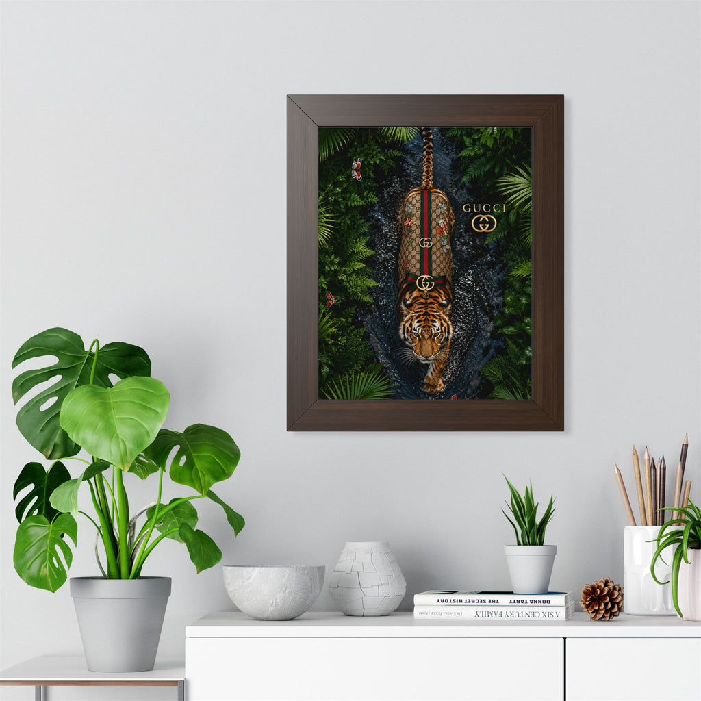 Framed Poster — Luxury Tiger Gucci-Inspired Wall Art