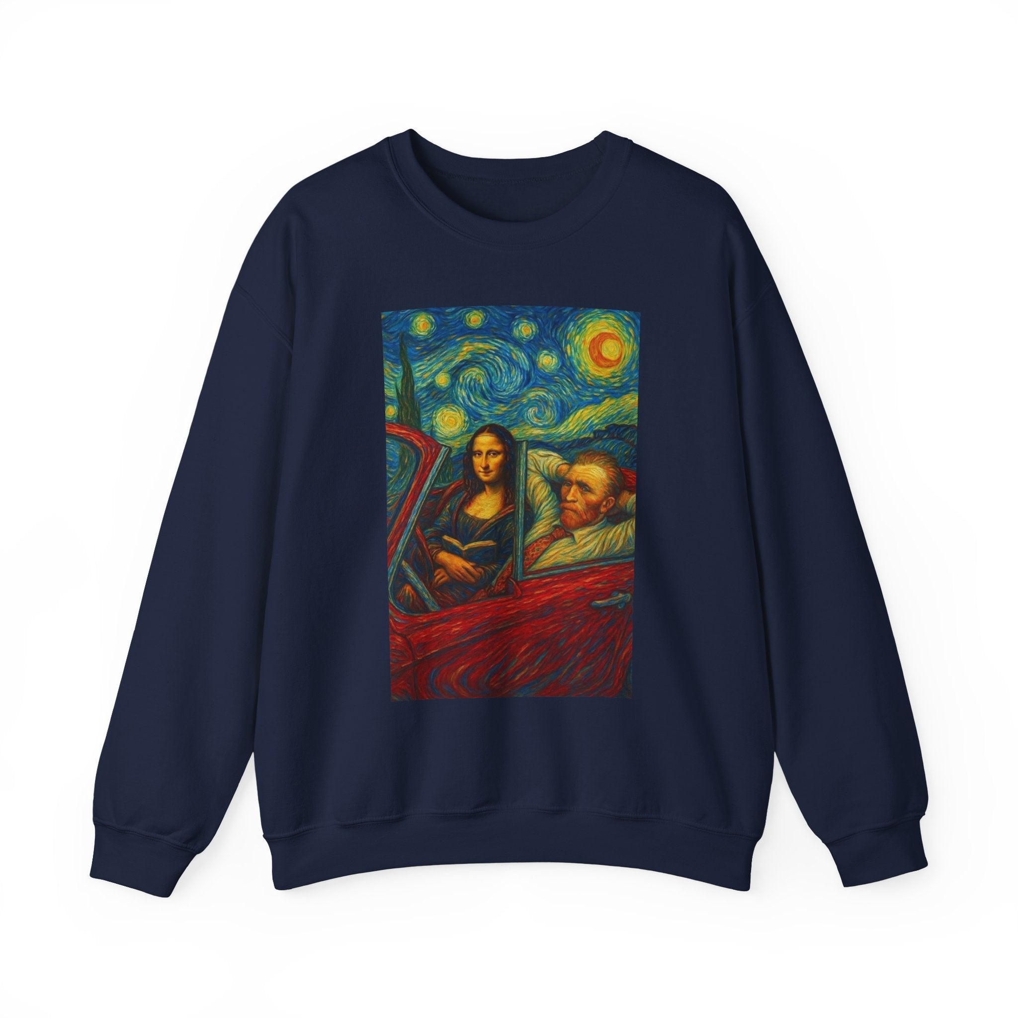 Mona Lisa and Van Gogh Starry Night sweatshirt | Art Mashup Crewneck