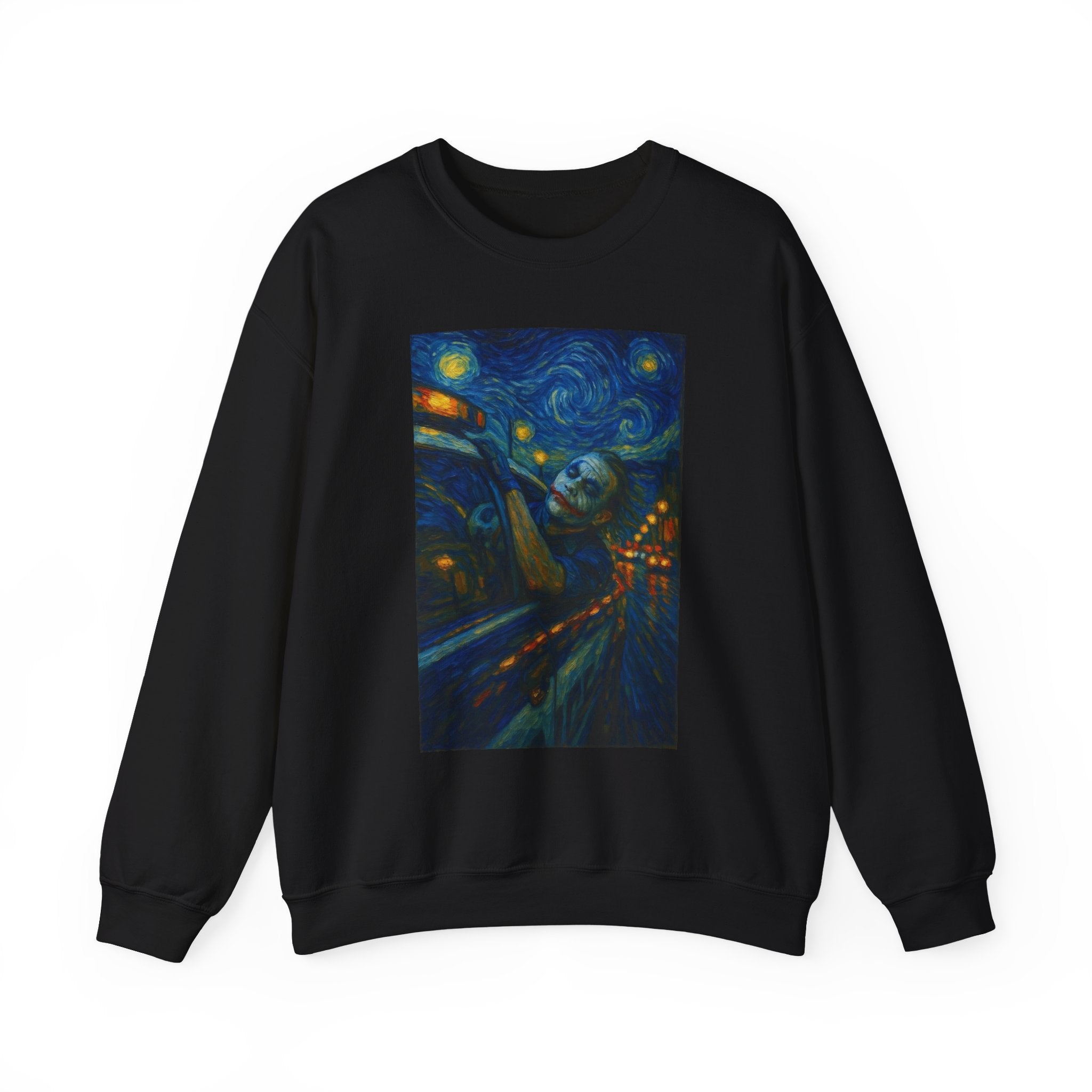 joker Starry Night Cityscape Sweatshirt | Van Gogh Inspired Art Print