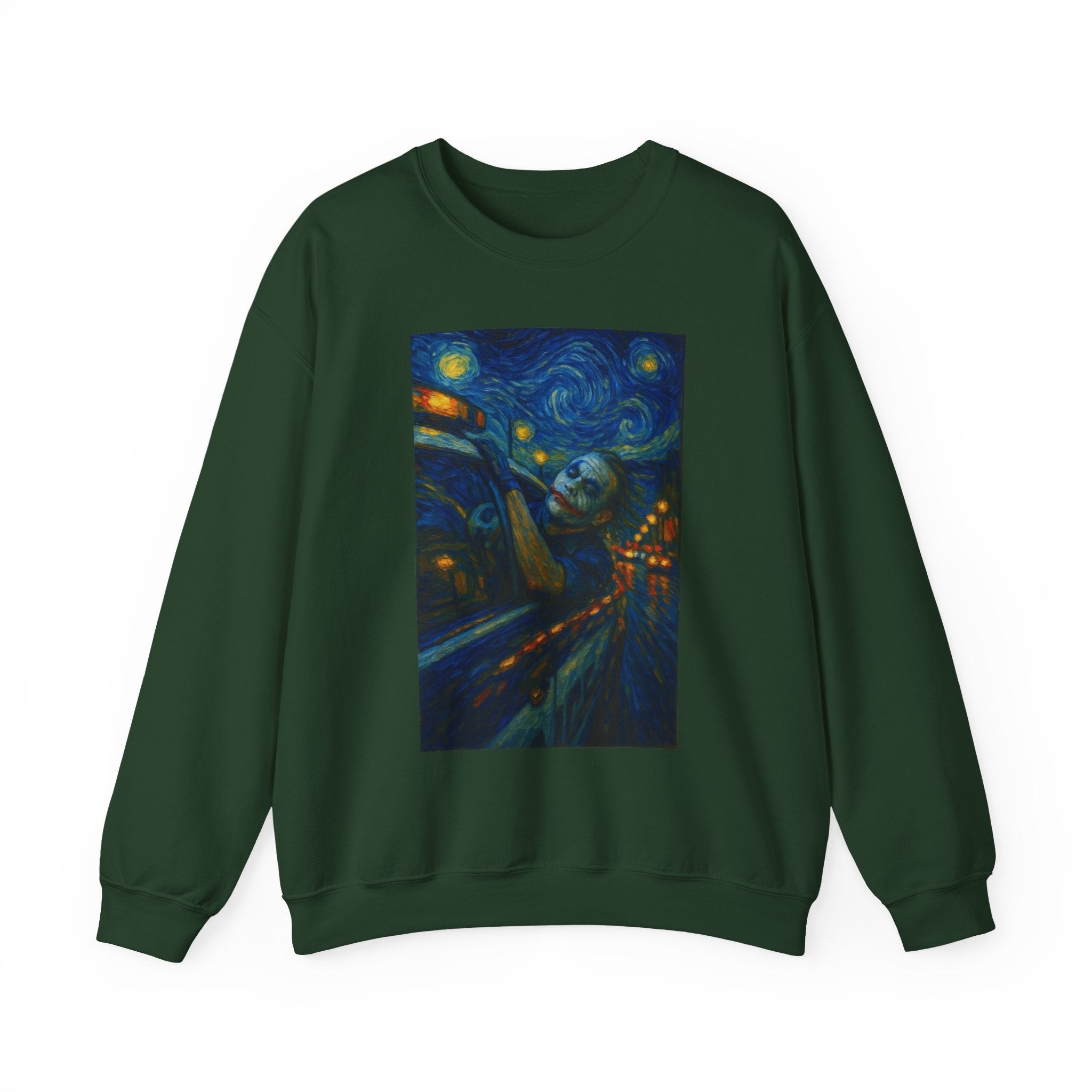 joker Starry Night Cityscape Sweatshirt | Van Gogh Inspired Art Print