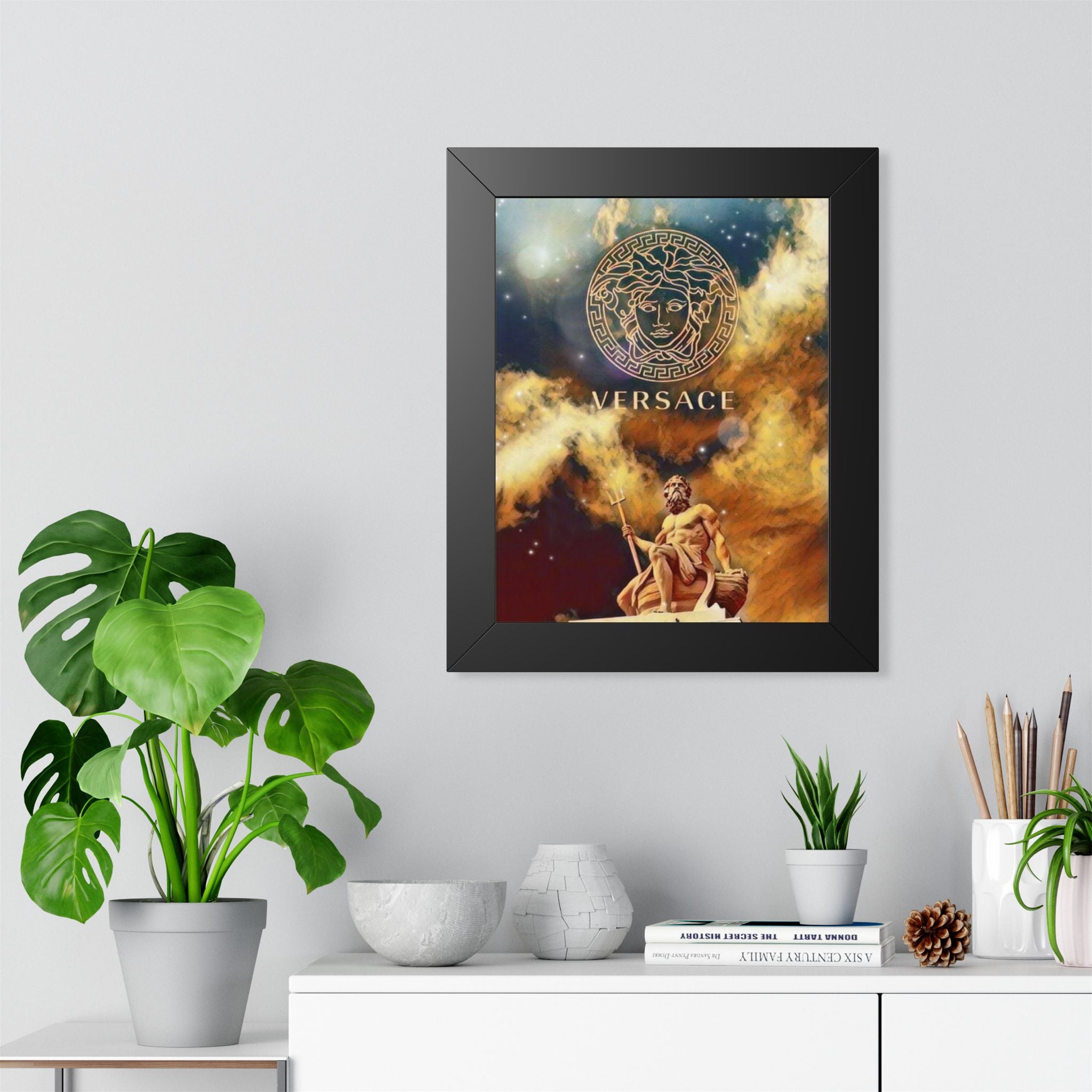 Framed Poster — Versace Medusa & Zeus Mythology Wall Art