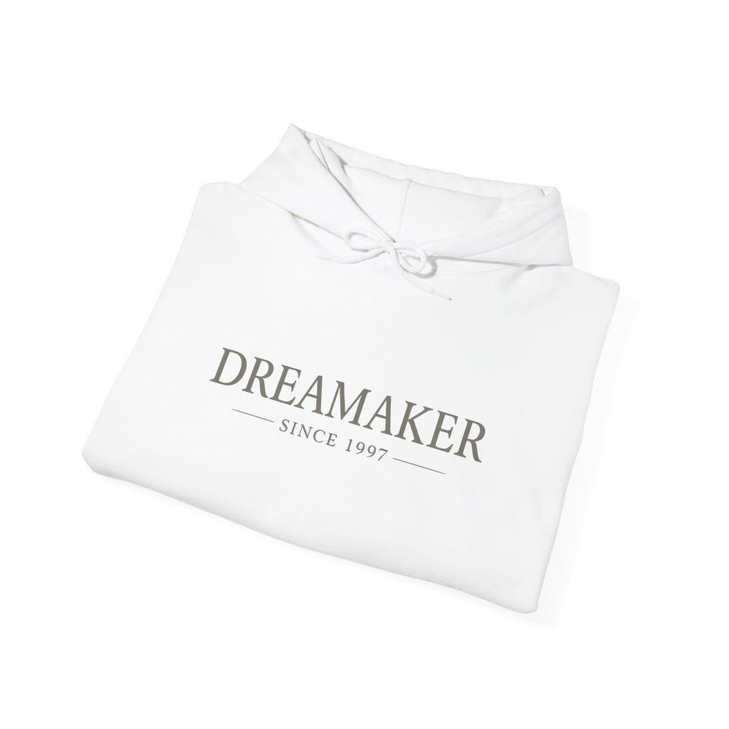 DreaMmaker Hoodie — Minimalist 'Dreammaker Since 1987' White Pullover