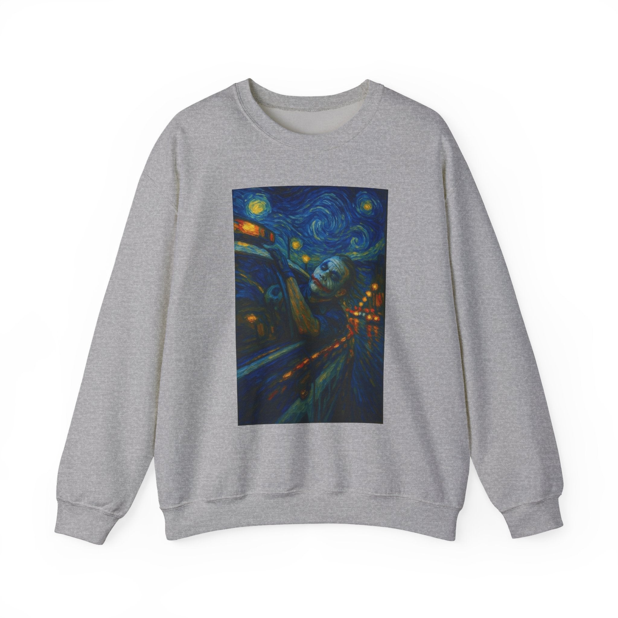 joker Starry Night Cityscape Sweatshirt | Van Gogh Inspired Art Print