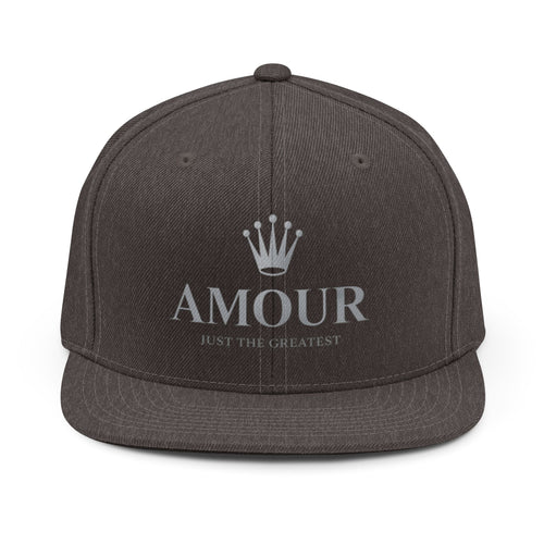 Amour Crown Snapback Hat — "Amour: Just the Greatest" Embroidered Cap