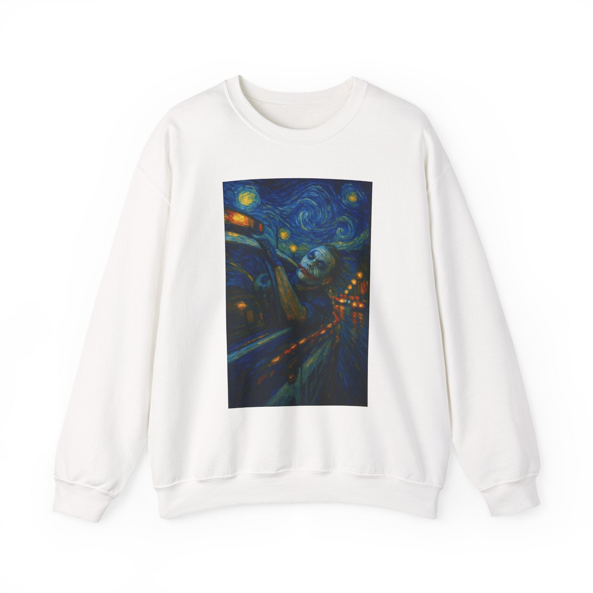 joker Starry Night Cityscape Sweatshirt | Van Gogh Inspired Art Print