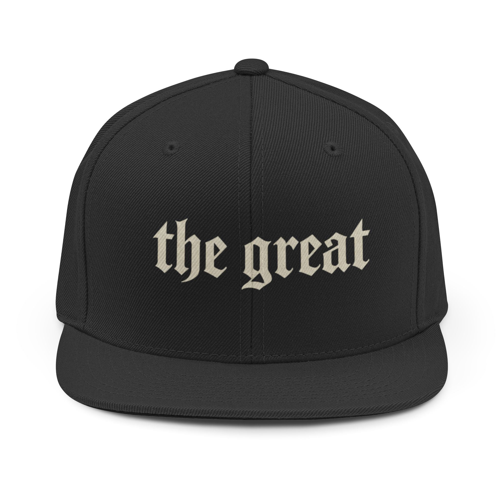 Snapback Hat — "the great" Gothic Embroidered Streetwear Cap
