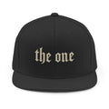'The One' Snapback Hat — Gothic Script Flat Brim Cap