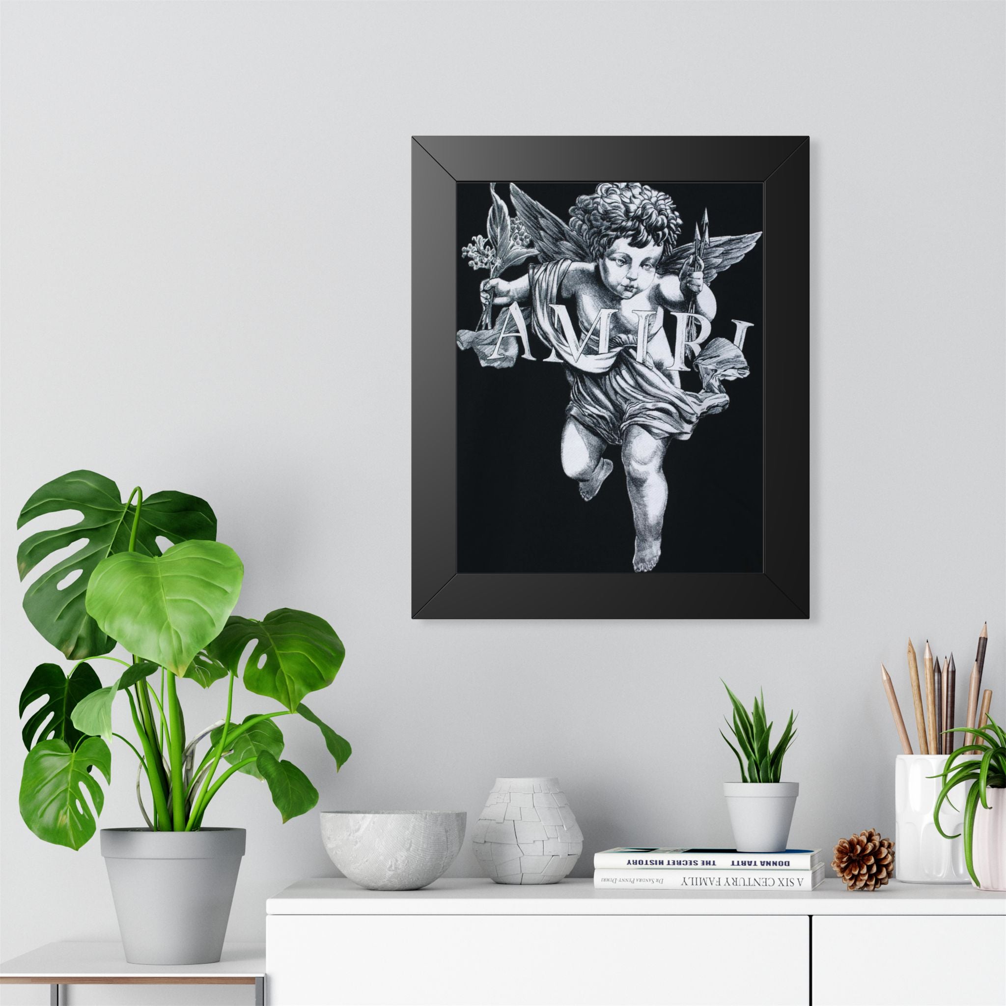 framed poster Amiri love  Angel — Vintage Black & White Wall Art