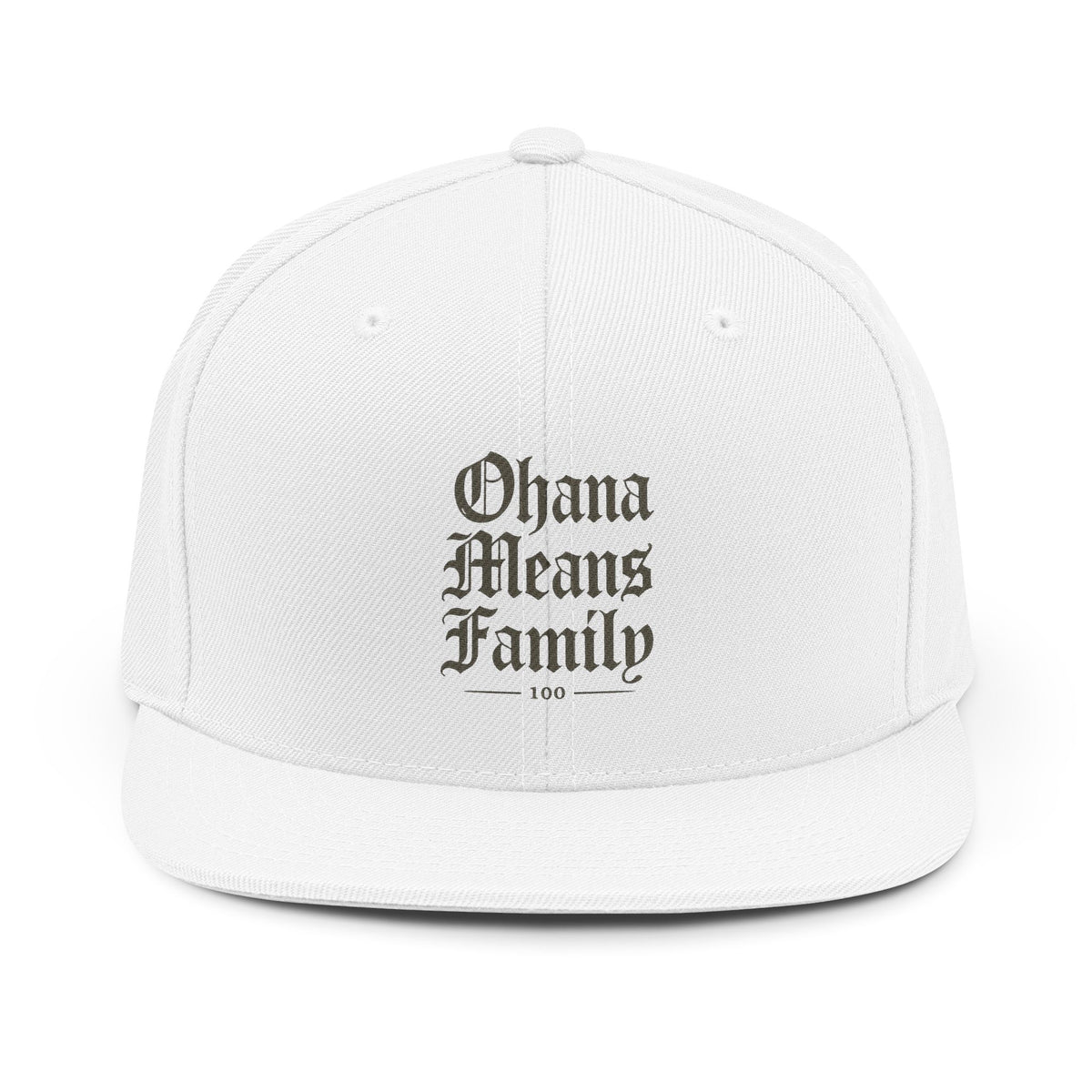 Ohana Means Family Snapback Hat — Vintage Gothic Font Baseball Cap
