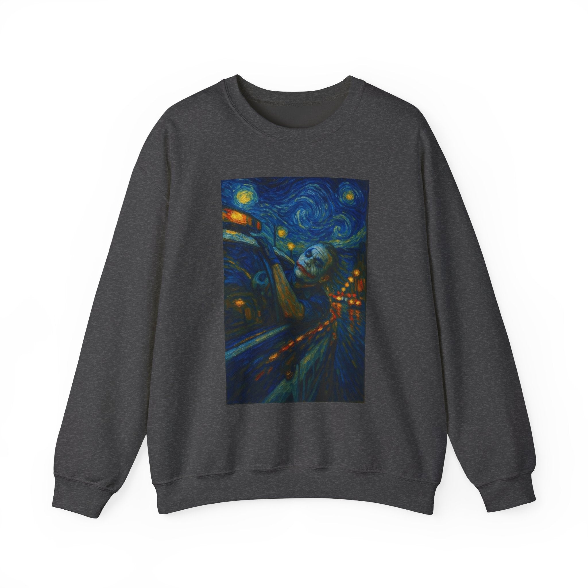 joker Starry Night Cityscape Sweatshirt | Van Gogh Inspired Art Print