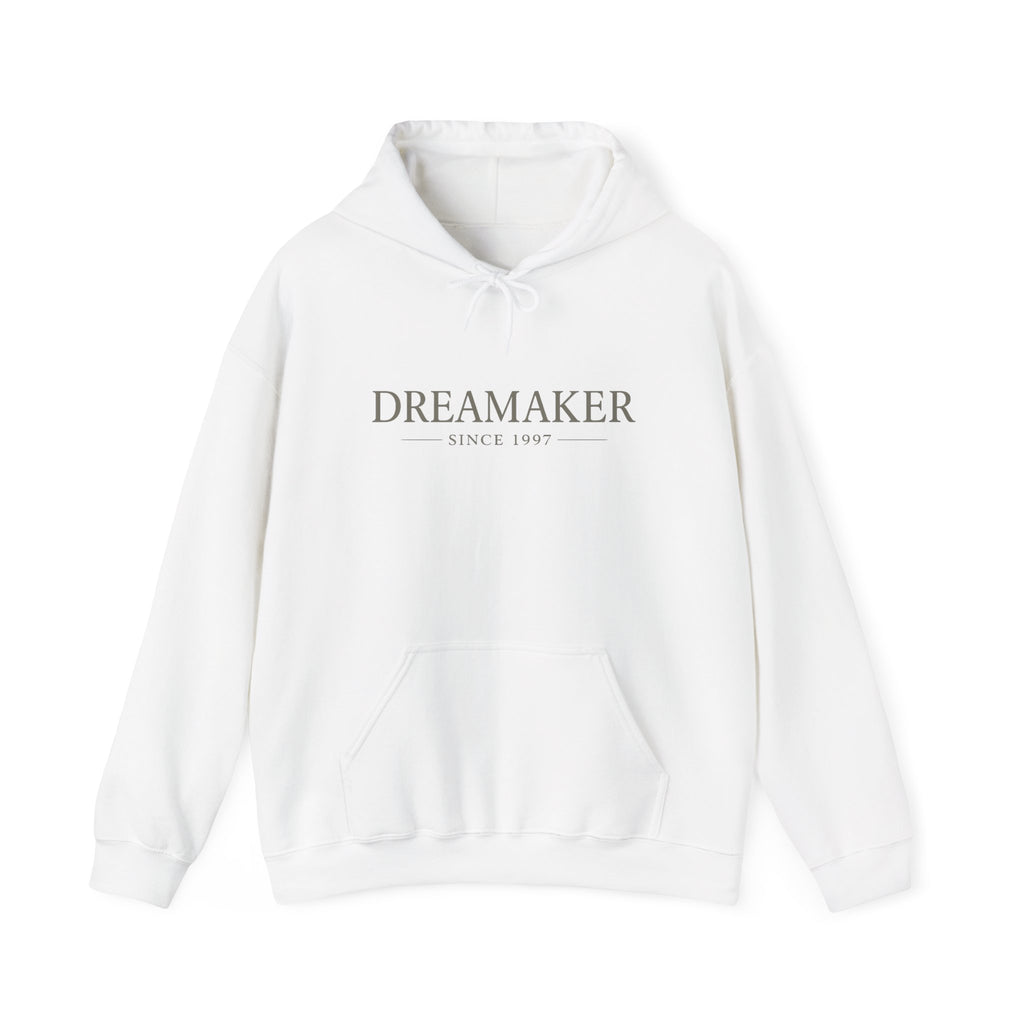 DreaMmaker Hoodie — Minimalist 'Dreammaker Since 1987' White Pullover