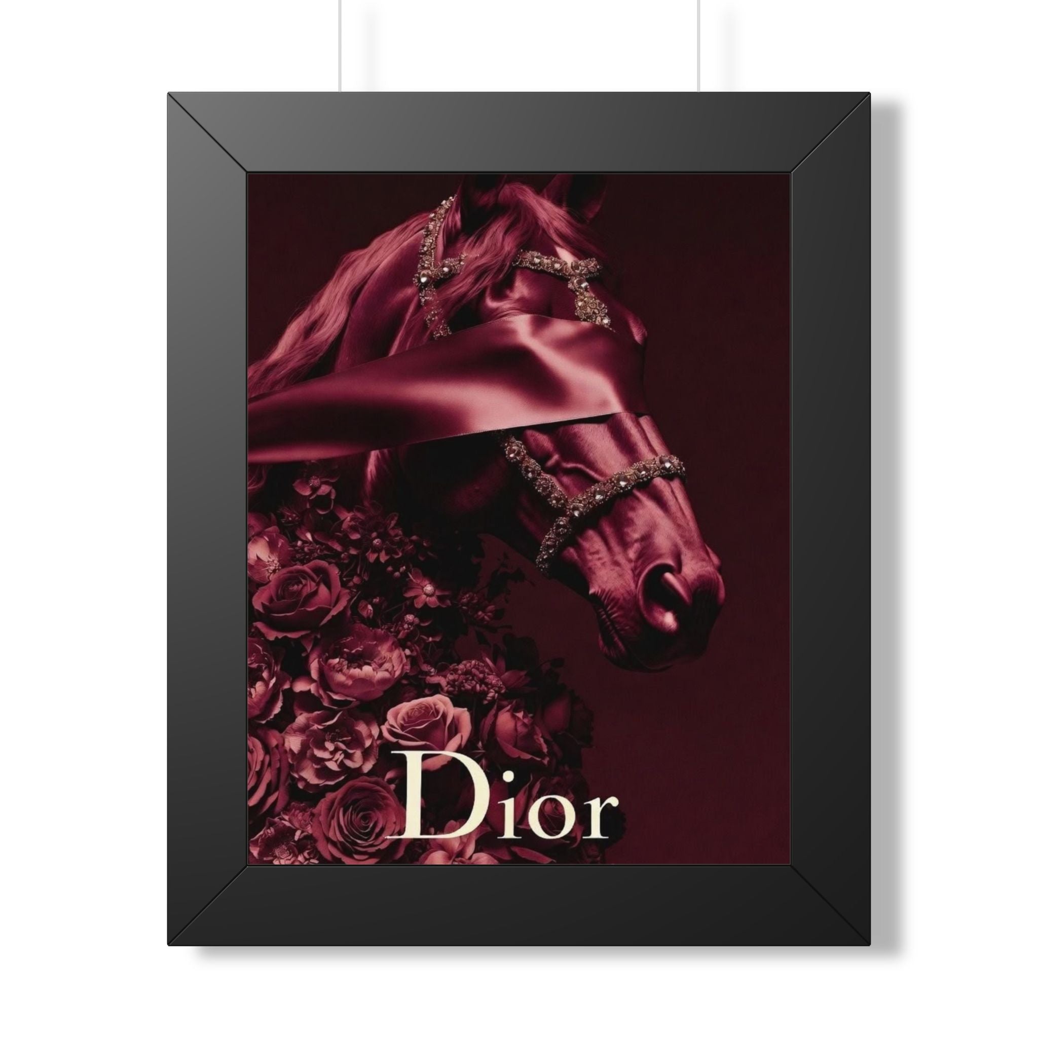 Framed Poster - Luxe Burgundy Dior Horse Art Print