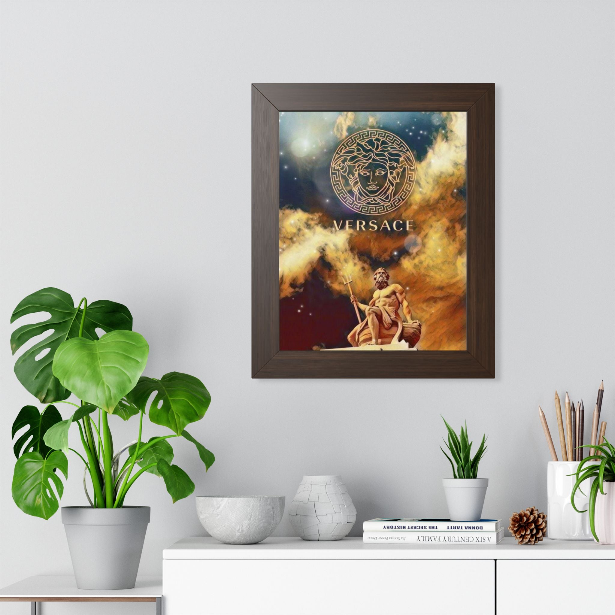 Framed Poster — Versace Medusa & Zeus Mythology Wall Art