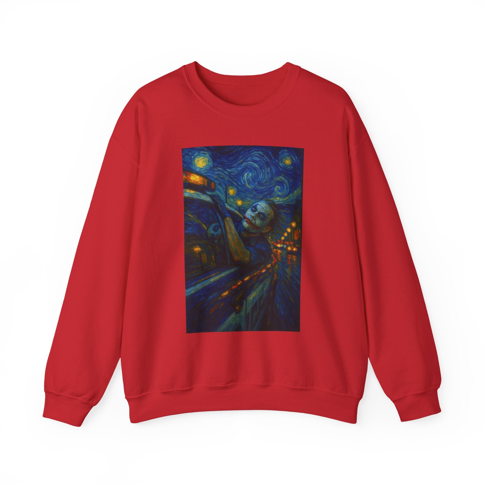 joker Starry Night Cityscape Sweatshirt | Van Gogh Inspired Art Print