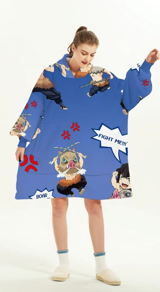 Inosuke Oversized Blanket Hoodie | Ultra Soft Wearable Fleece Hoodie Blanket