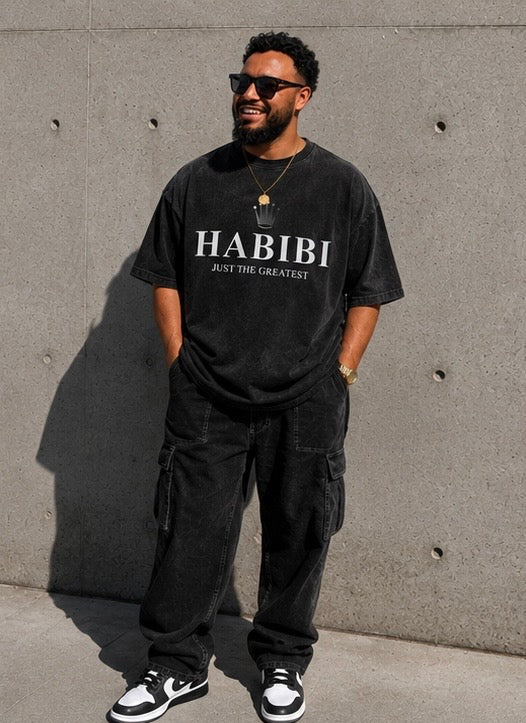 Habibi Just The Greatest Oversized Acid Wash Tee