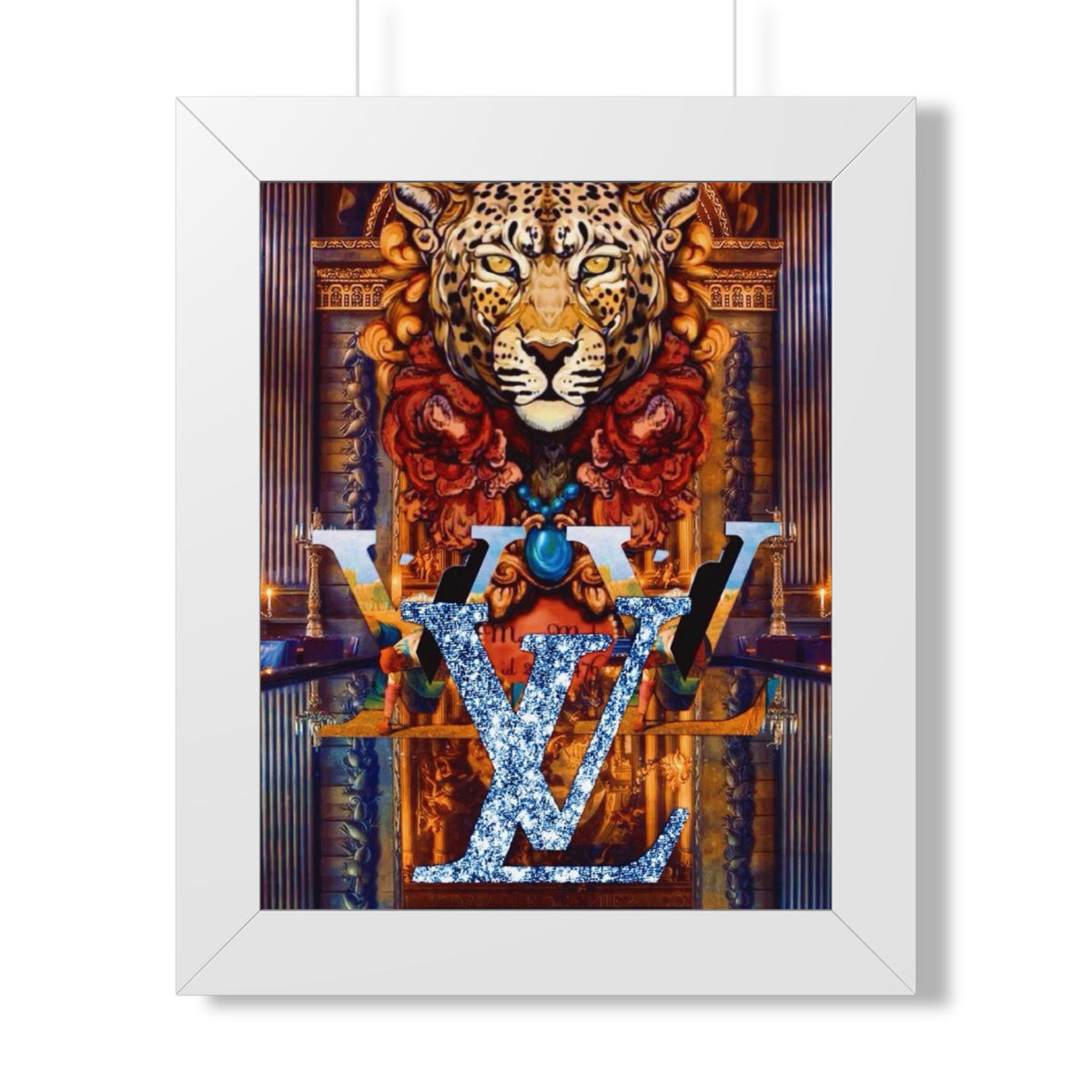 Framed Poster — Luxury Leopard & Crystal Monogram Wall Art