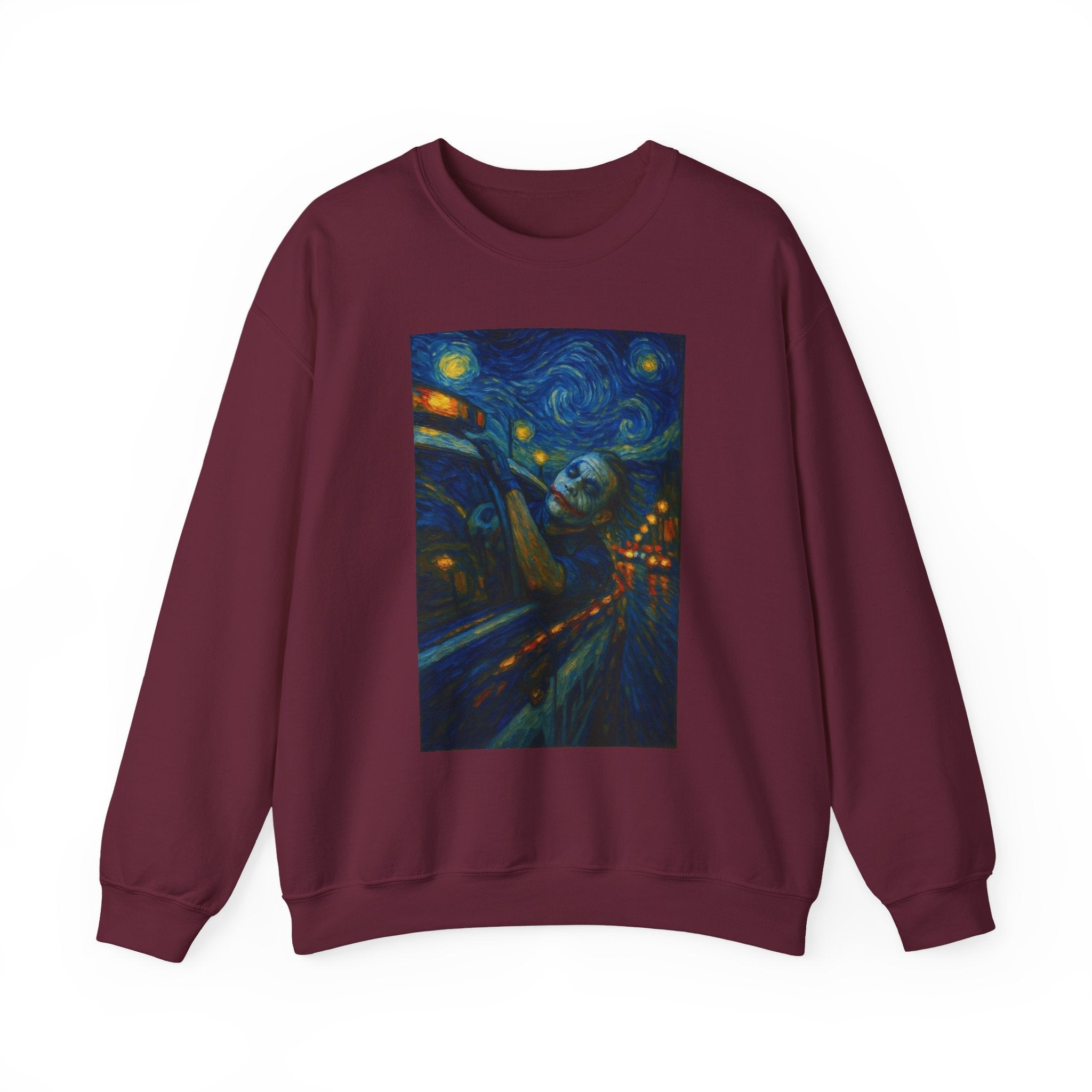 joker Starry Night Cityscape Sweatshirt | Van Gogh Inspired Art Print