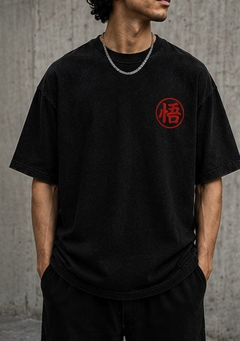Goku Dragon Awakening Oversized Acid Wash Tee