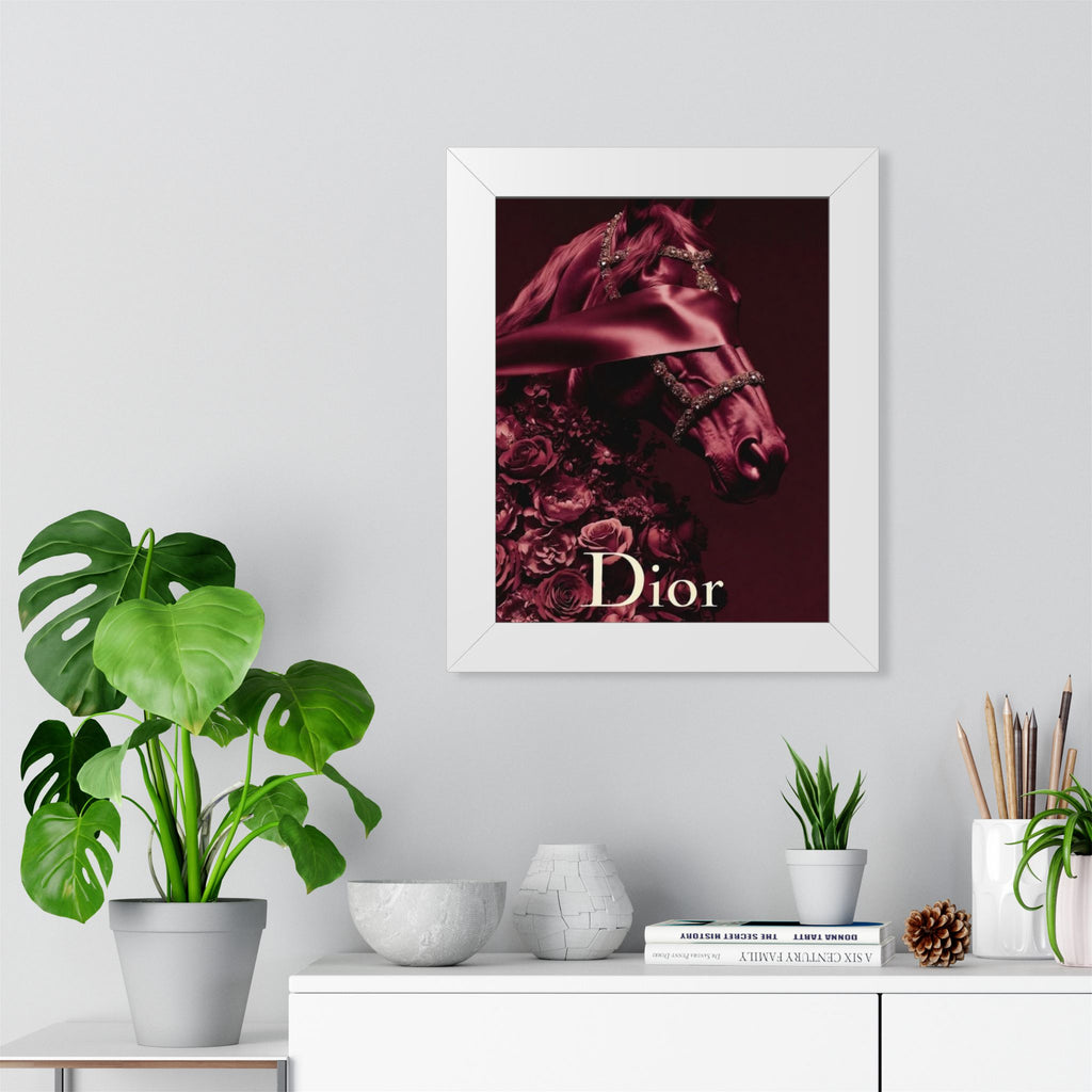 Framed Poster - Luxe Burgundy Dior Horse Art Print