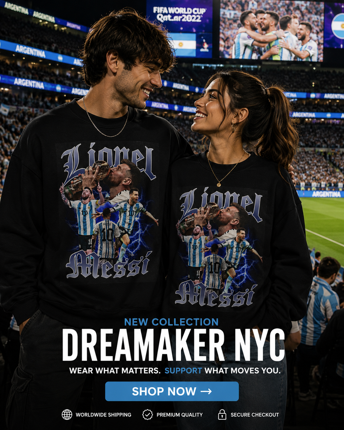 Lionel Messi collage Crewneck Sweatshirt | Soccer Legend, Argentina Jersey