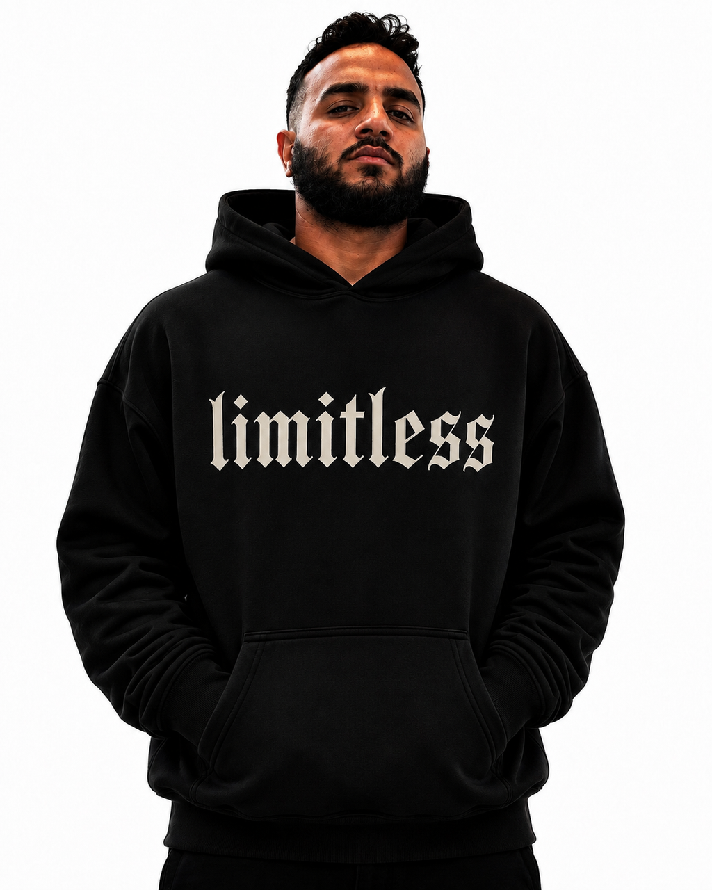 Limitless Hoodie — Gothic Script Inspirational Pullover