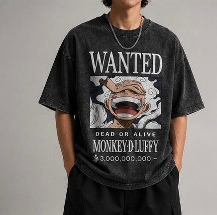 Gear 5 Wanted Poster Acid Wash Oversized Tee