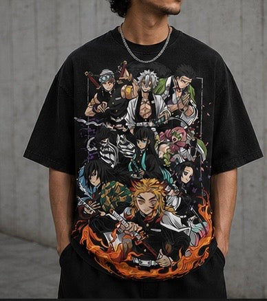 Demon Slayer Hashira Oversized Acid Wash Tee
