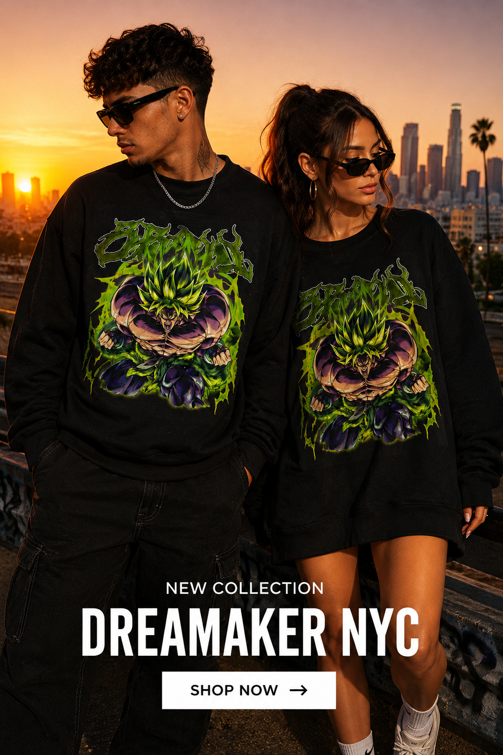 broly super saiyn Green Energy Anime Fighter Sweatshirt | Crewneck