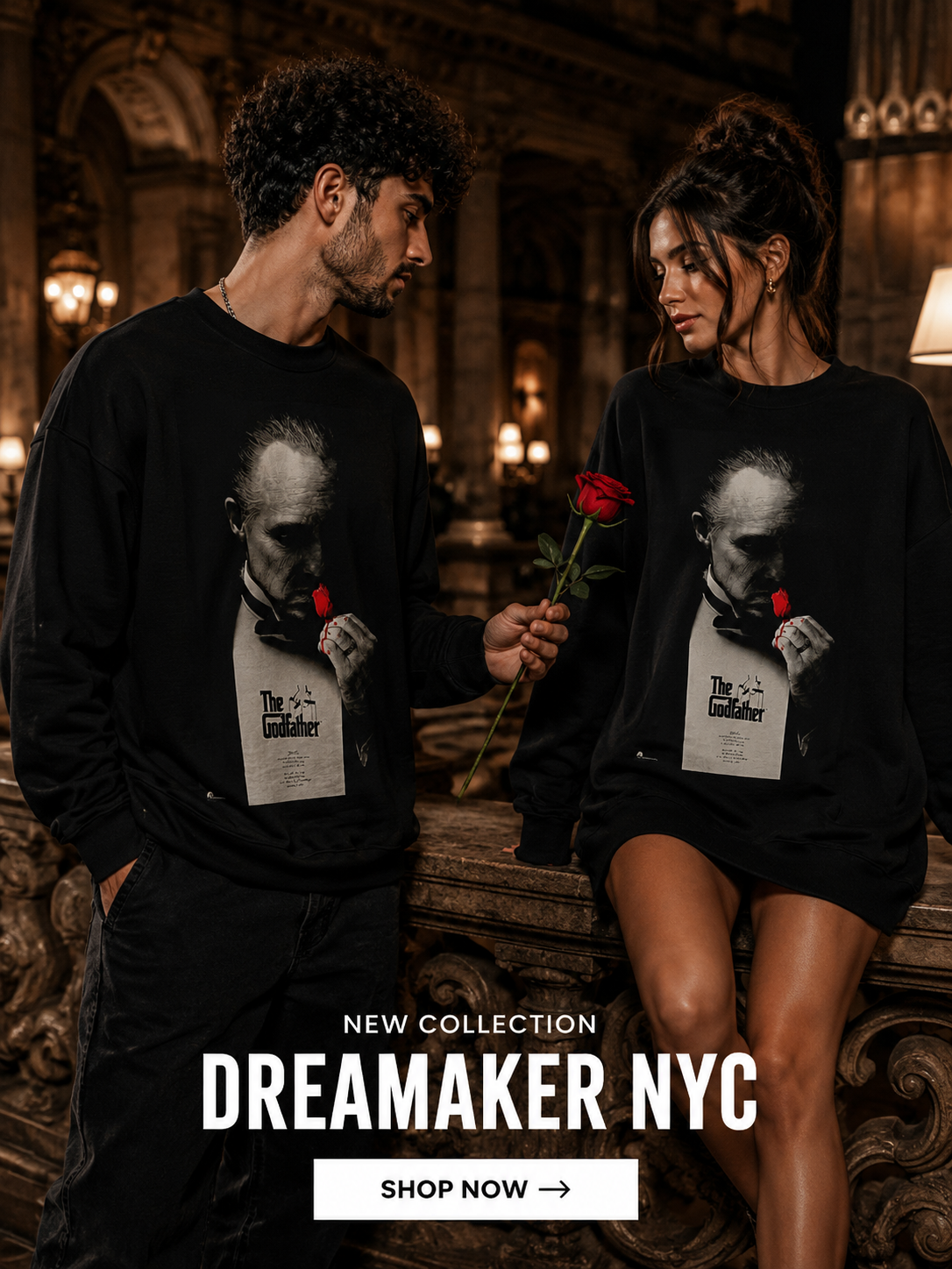 Godfather Movie Poster Crewneck Sweatshirt | Don Vito Corleone Graphic