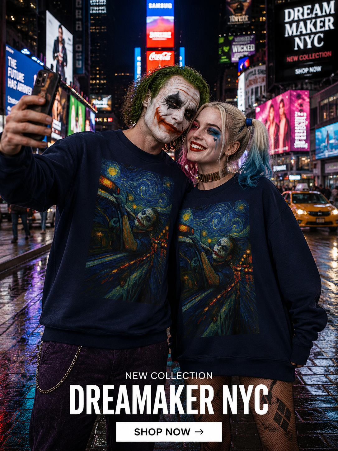 joker Starry Night Cityscape Sweatshirt | Van Gogh Inspired Art Print