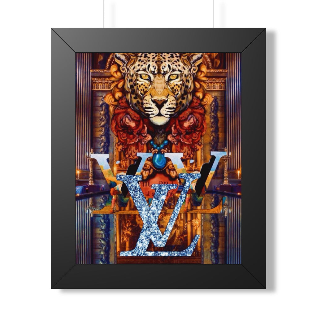 Framed Poster — Luxury Leopard & Crystal Monogram Wall Art