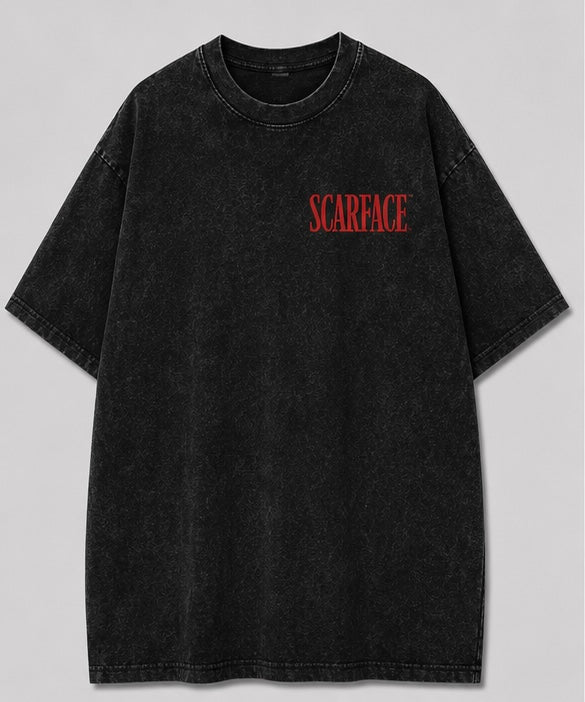 Scarface World Is Yours Oversized Acid Wash Tee