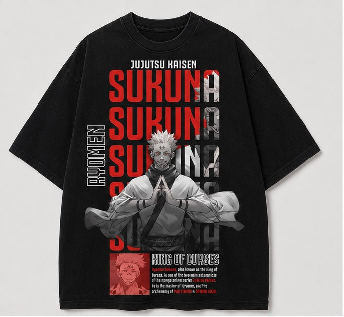 Sakuna King of Curses Oversized Acid Wash Tee