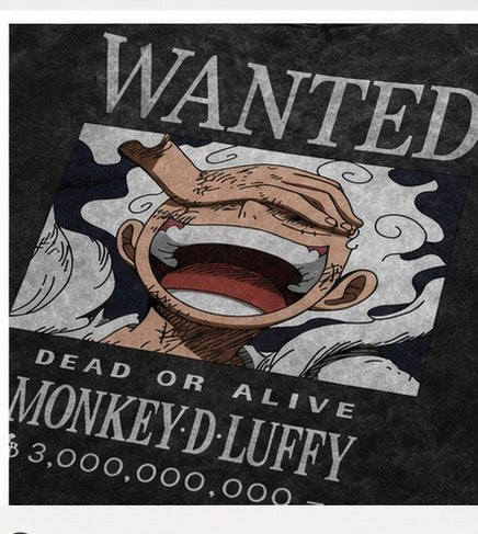 Gear 5 Wanted Poster Acid Wash Oversized Tee