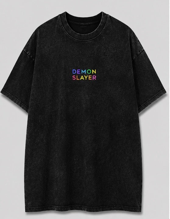Demon Slayer Neon Oversized Acid Wash Tee