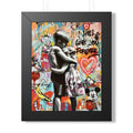 framed poster 'Will Love You Forever' Street Art Print (Kids Hug Graffiti Wall Art)