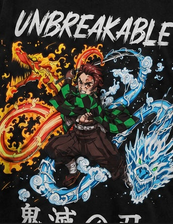 Tanjiro Unbreakable Flame Oversized Acid Wash Tee